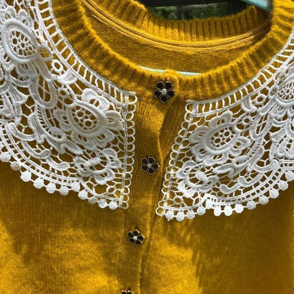 Anthropologie Maeve Lace Collar Cardigan Sweater NWT - Picture 5 of 9